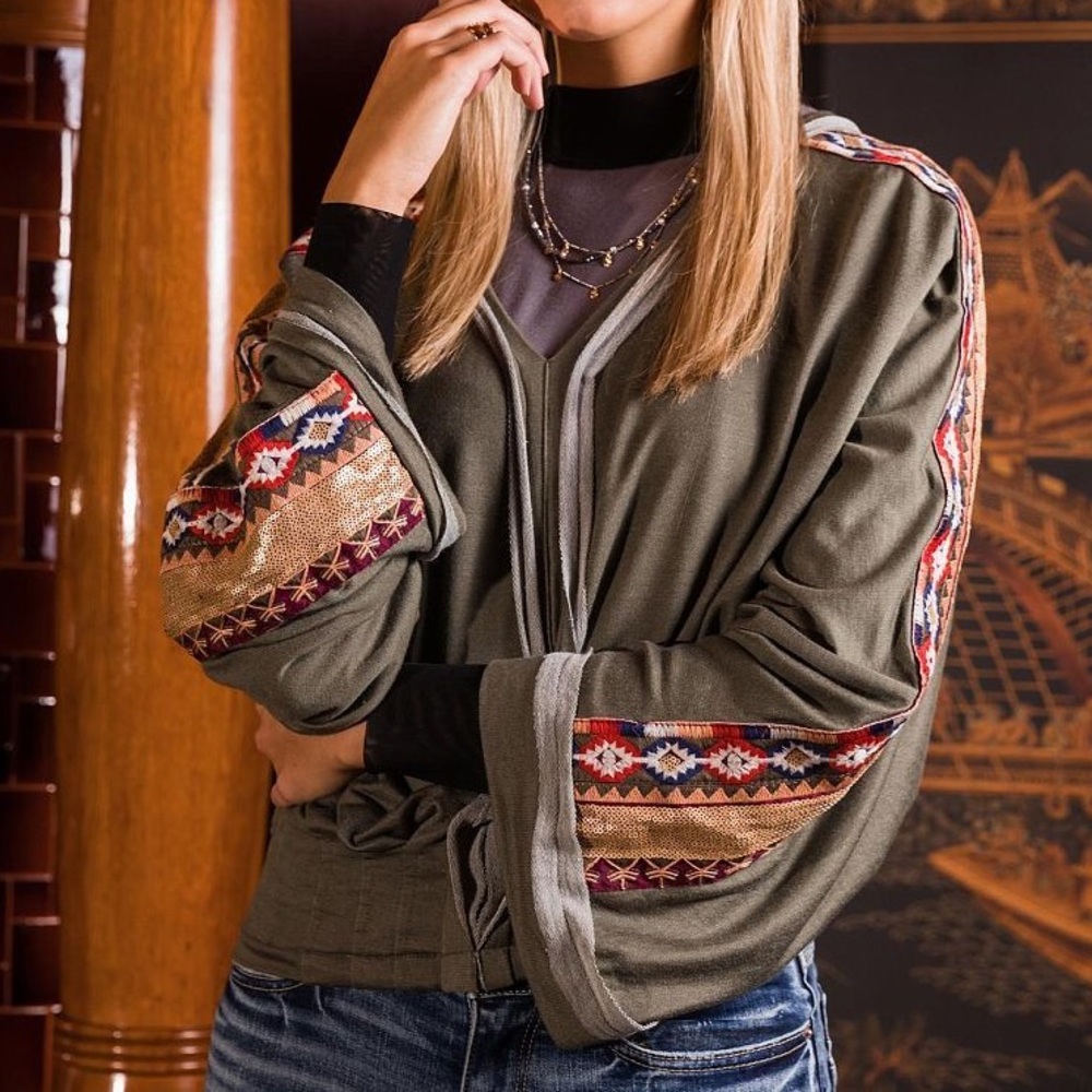 Gimmicks Dolman Sleeve Sequin Blouse
